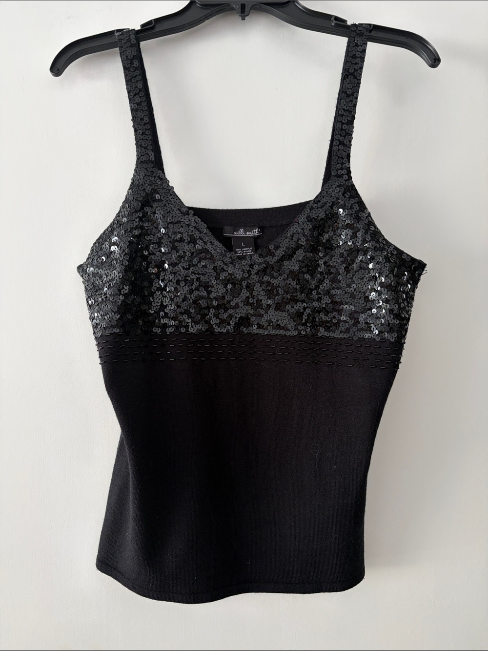 Willi Smith Black Sequin Tank Camisole